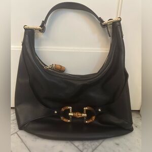 Vintage Gucci Black Leather Hobo Bag